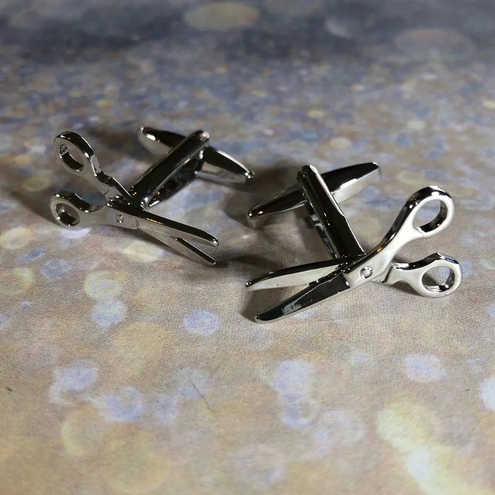 Snip snip hair stylist barber scissor cufflinks